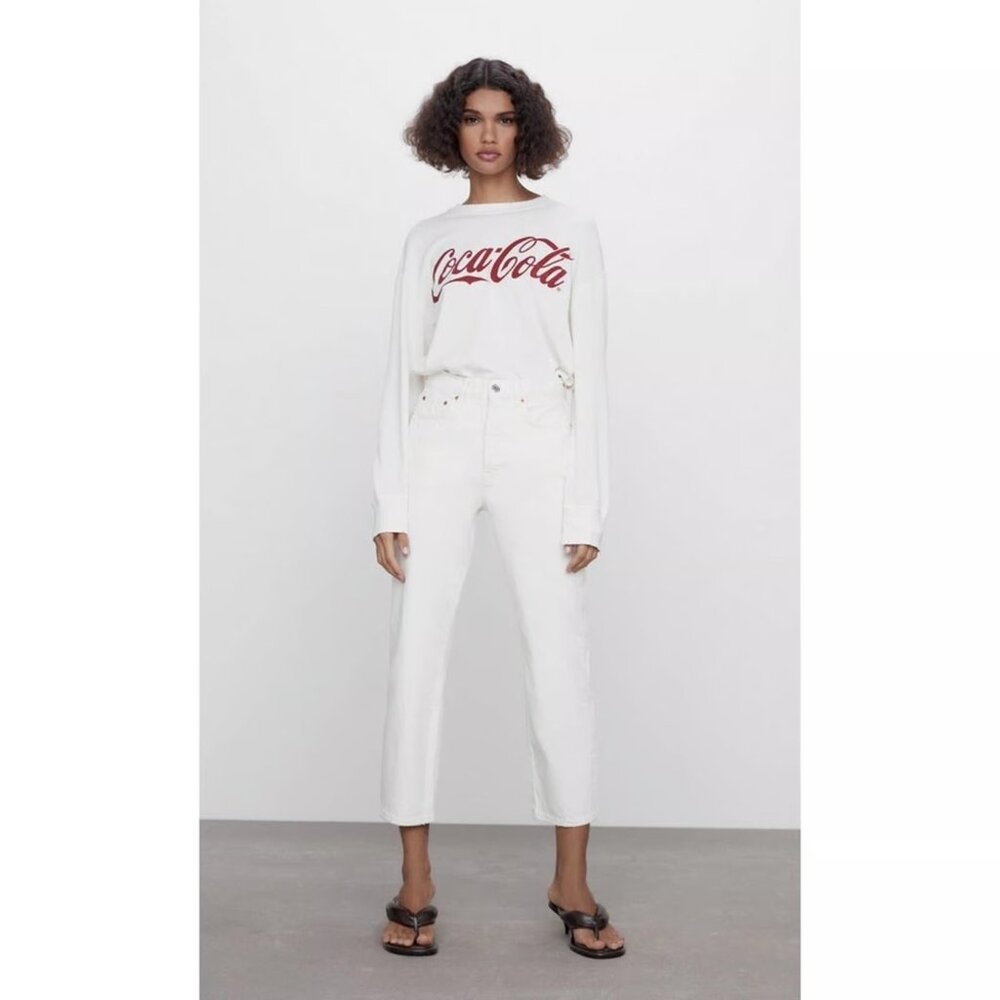 BARELY WORN!!! Zara The Bliss Straight Ecru High-Waist Denim Sz.6